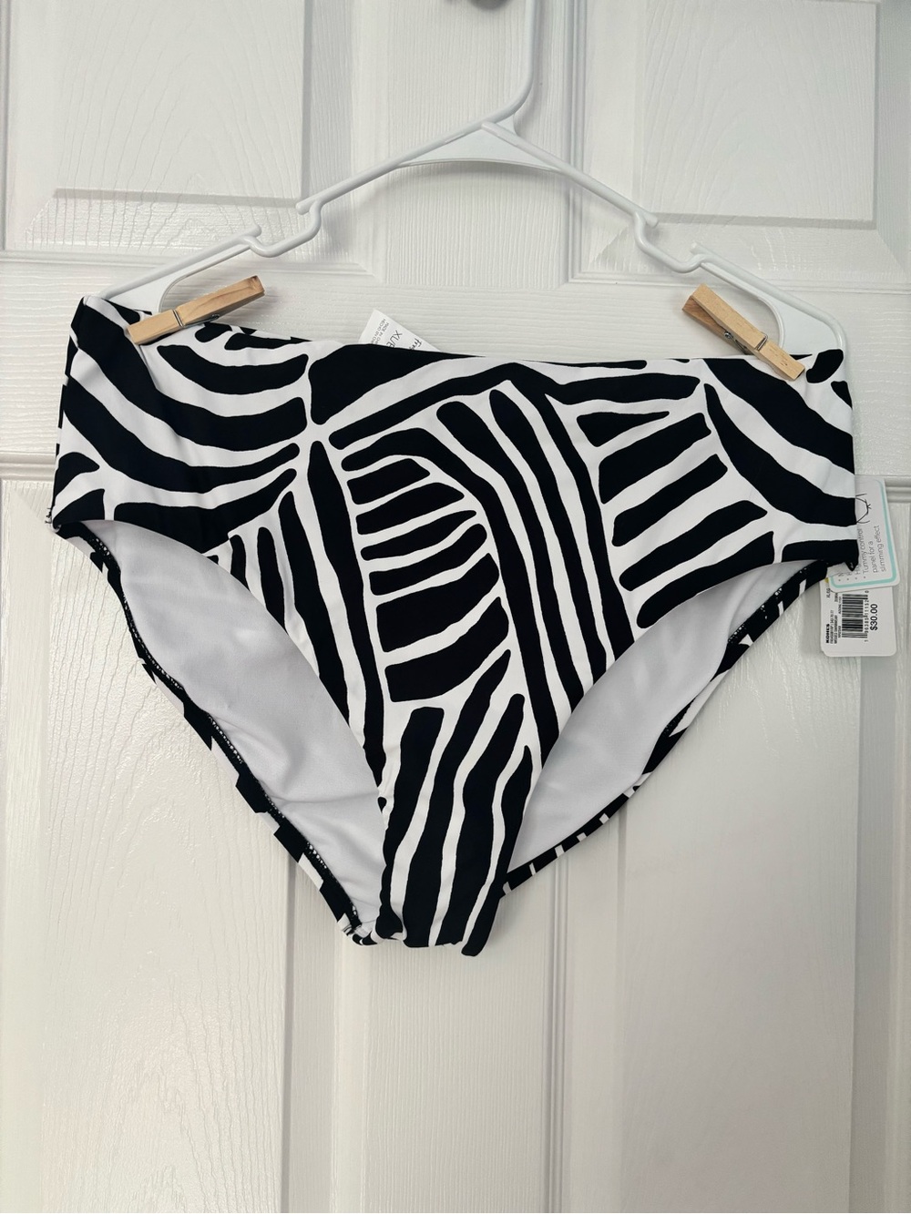 Kohl's Black and White Zebra Print Swim Bottoms